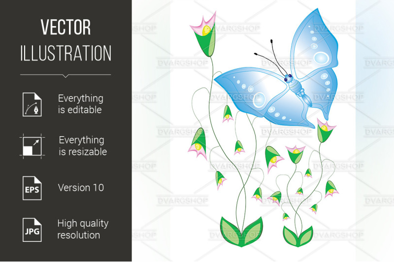 cartoon-butterflies-with-flowers