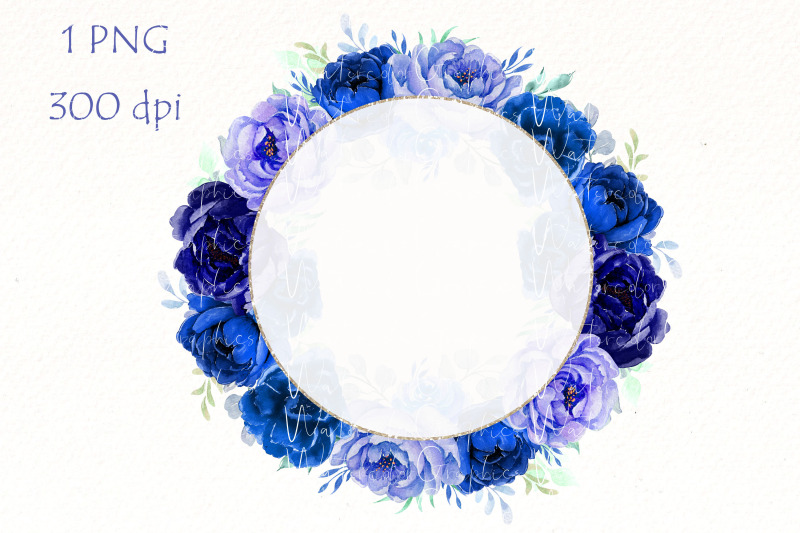blue-flowers-frame-clipart-watercolor-navy-blue-floral-png
