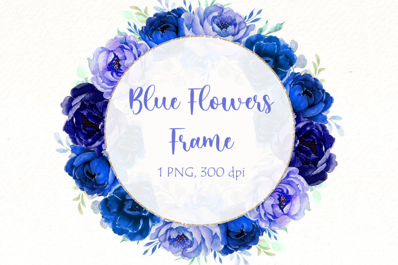 blue-flowers-frame-clipart-watercolor-navy-blue-floral-png