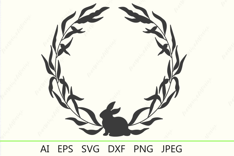 floral-circle-wreath-monogram-with-easter-bunny-svg
