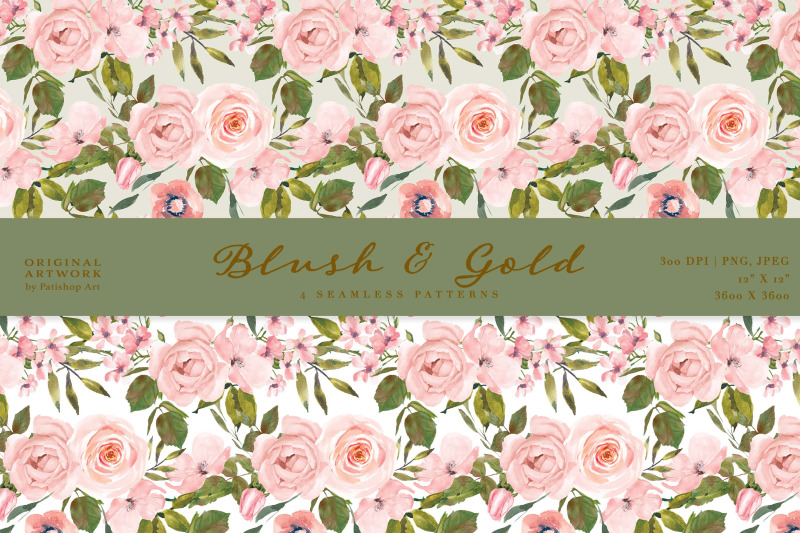 watercolor-blush-gold-roses-seamless-patterns