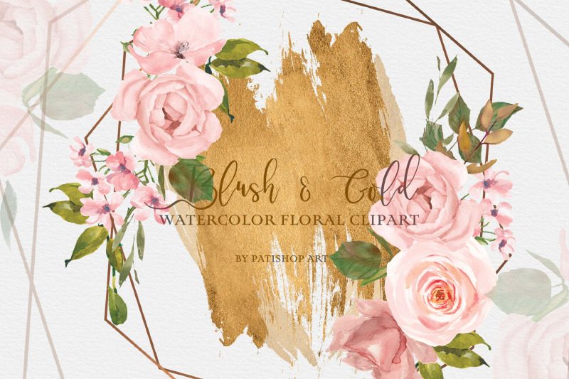 watercolor-blush-gold-floral-clipart-set