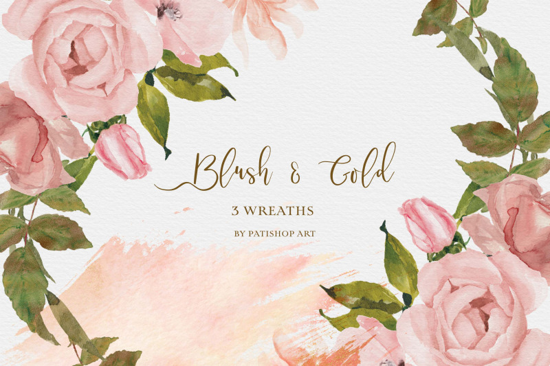 watercolor-blush-gold-floral-clipart-set