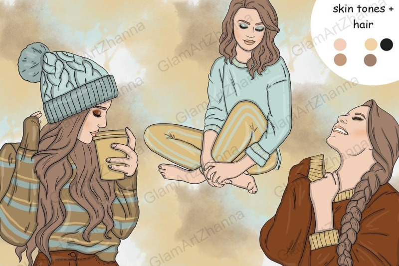 cozy-and-warm-girls-clipart