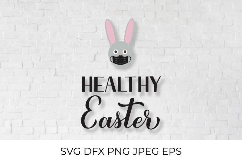 healthy-easter-calligraphy-hand-lettering-with-masked-bunny