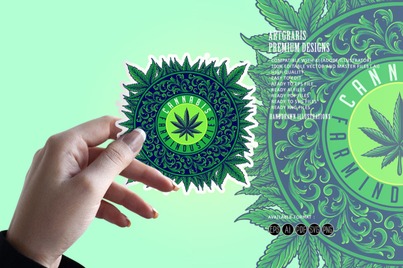 luxury-weed-leaf-mandala-ornament-svg