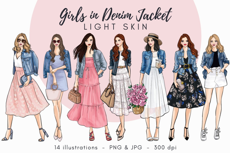 girls-in-denim-jacket-light-skin-clipart