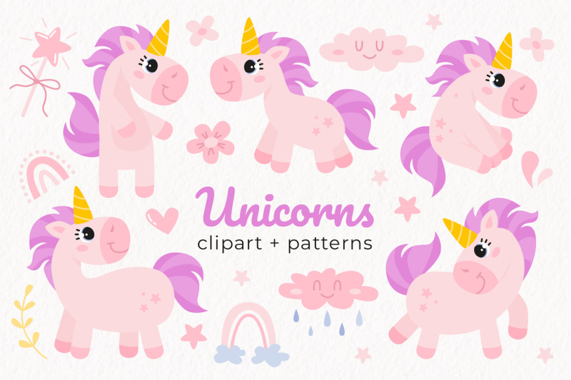 unicorns-clipart-patterns