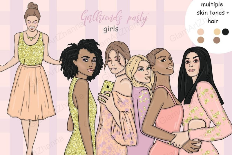 girlfriends-party-girls-clipart