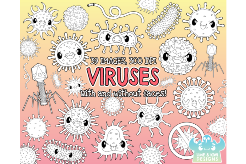 viruses-digital-stamps-lime-and-kiwi-designs