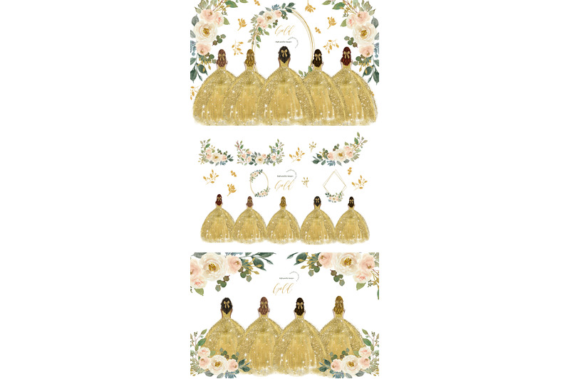 elegant-gold-princess-dresses-clipart