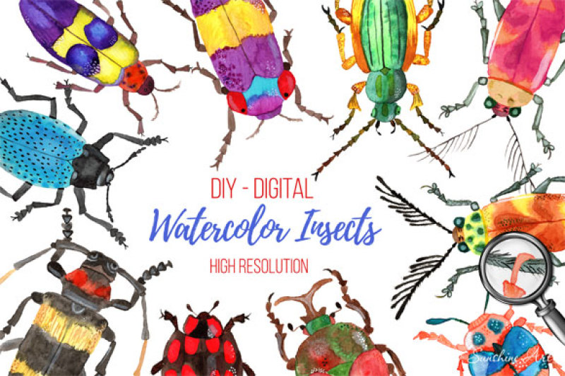 set-of-watercolor-whimsical-insects-digital-clip-art