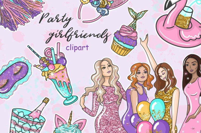 party-girlfriends-clipart