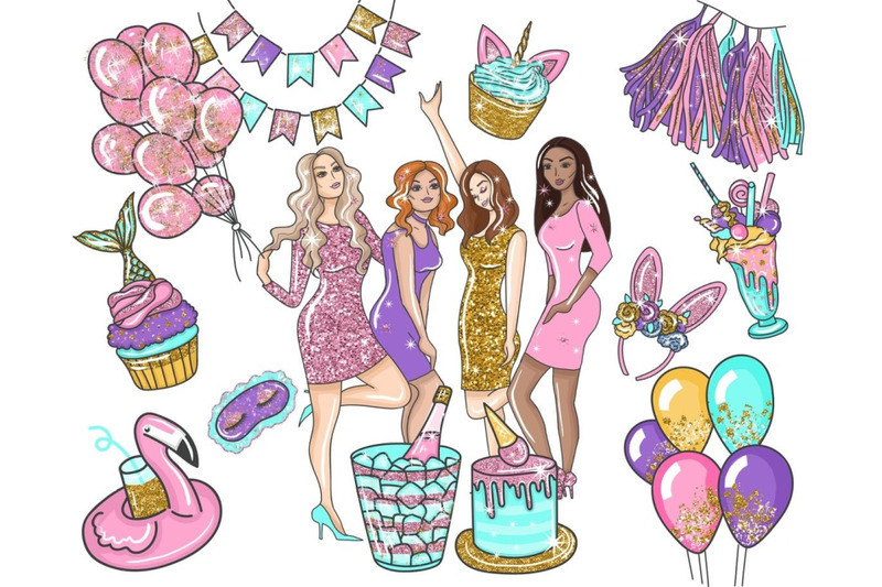 party-girlfriends-clipart