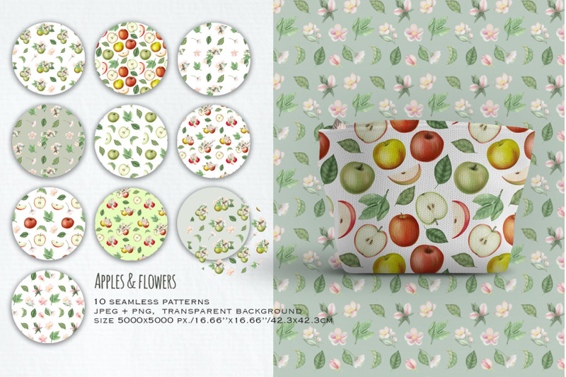 apples-and-flowers-seamless-patterns