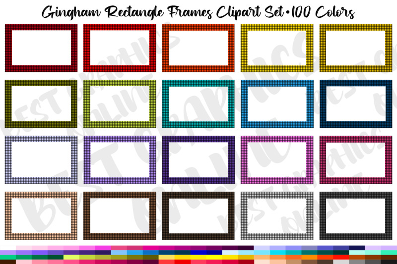 gingham-rectangle-frames-clipart-set