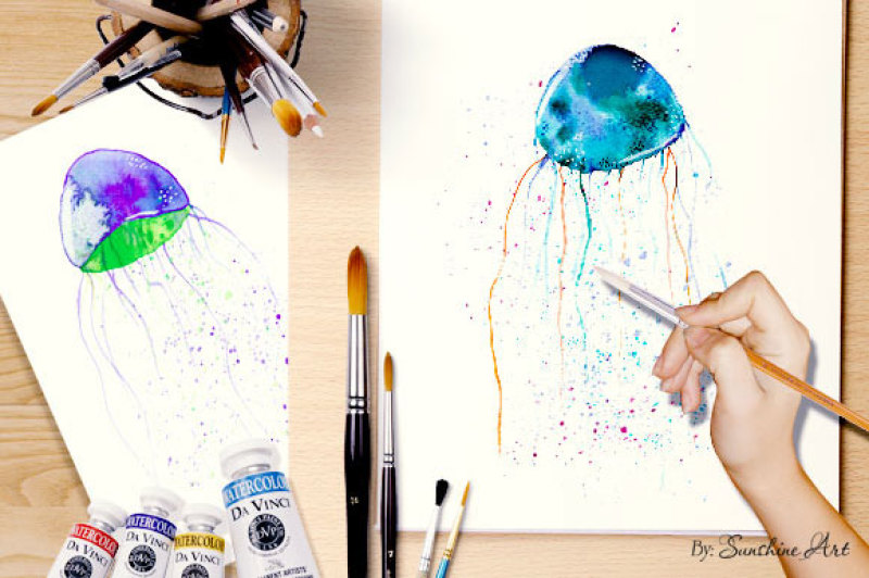 watercolor-jellyfish-digital-clip-art