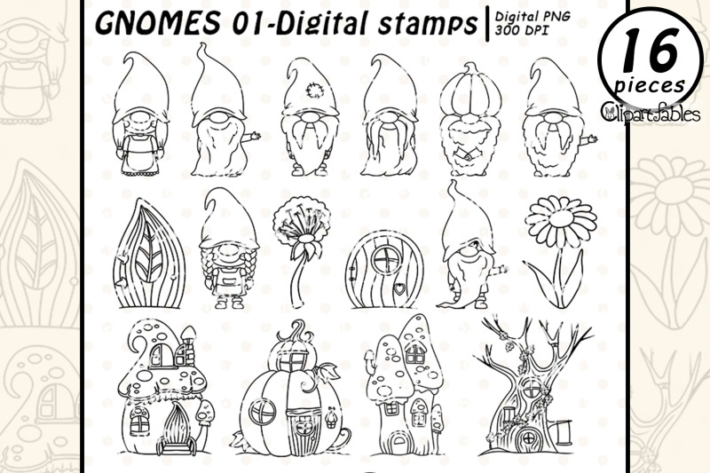 gnome-digital-stamps-woodland-gnome-stamps