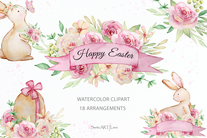 watercolor-cute-easter-bunny-arrangements-clipart