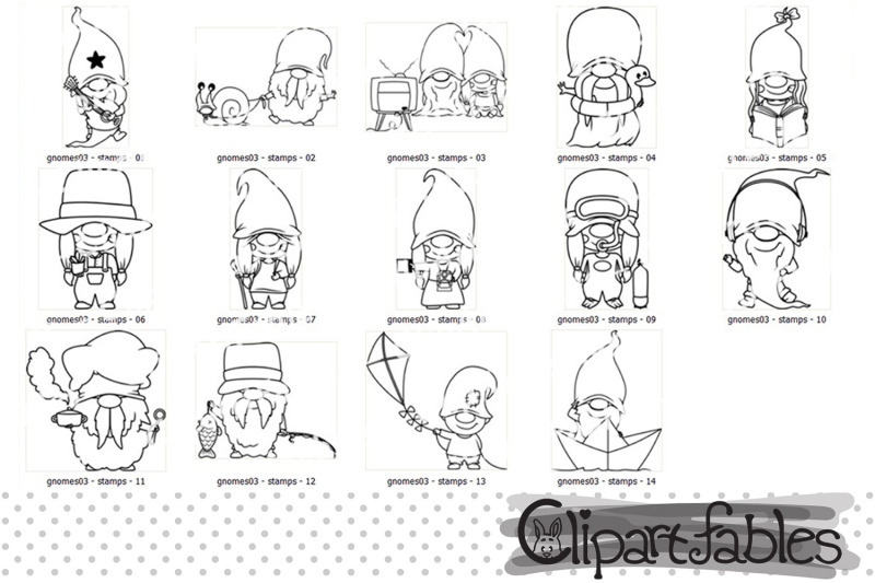 cute-gnome-digital-stamps-leisure-outline