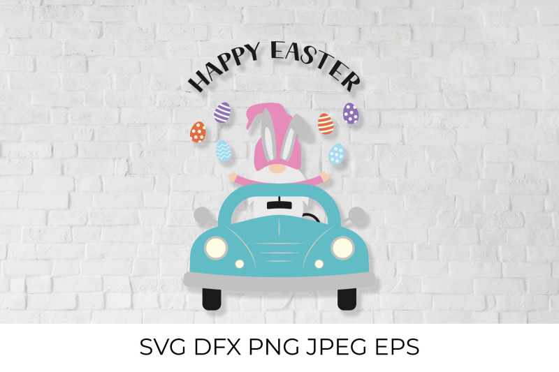 easter-retro-car-with-cute-gnome-svg