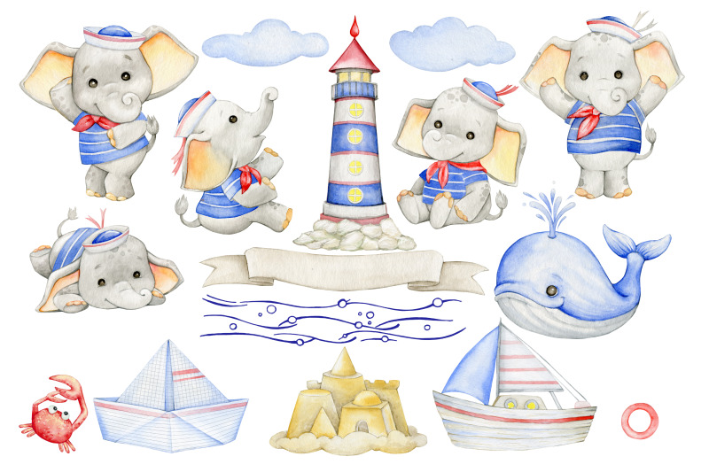 elephant-nautical-clipart-clip-art-and-watercolor-set-baby-sailor