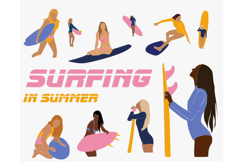 girls-and-surfing-vector-portraits-summer-illustrations