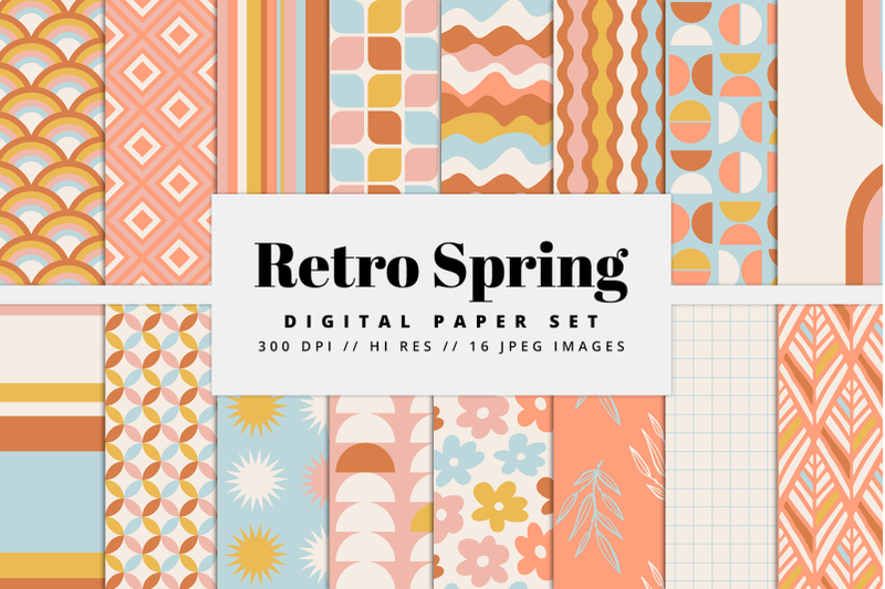 retro-spring-digital-paper-set