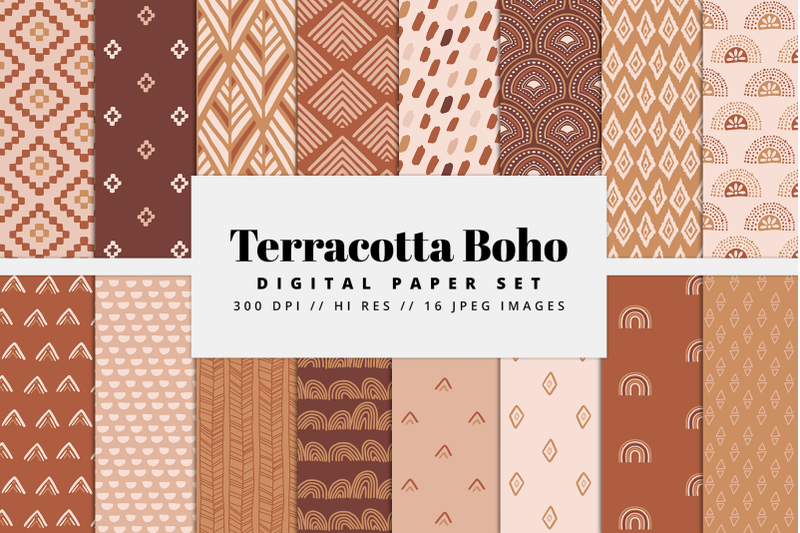 terracotta-boho-digital-paper-set