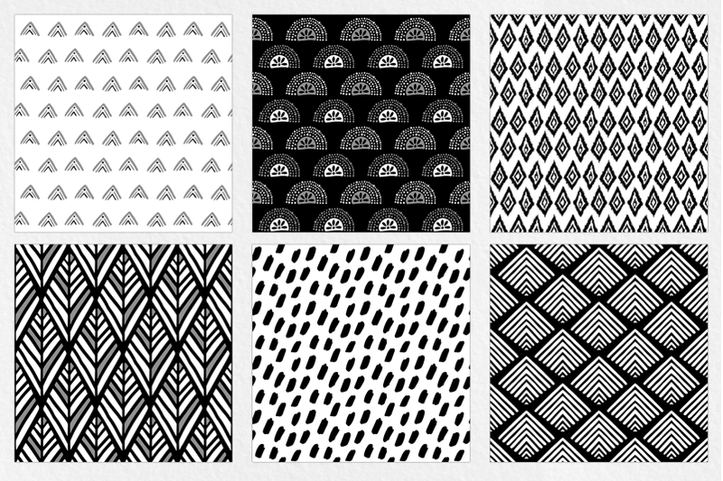 black-and-white-boho-digital-paper-set