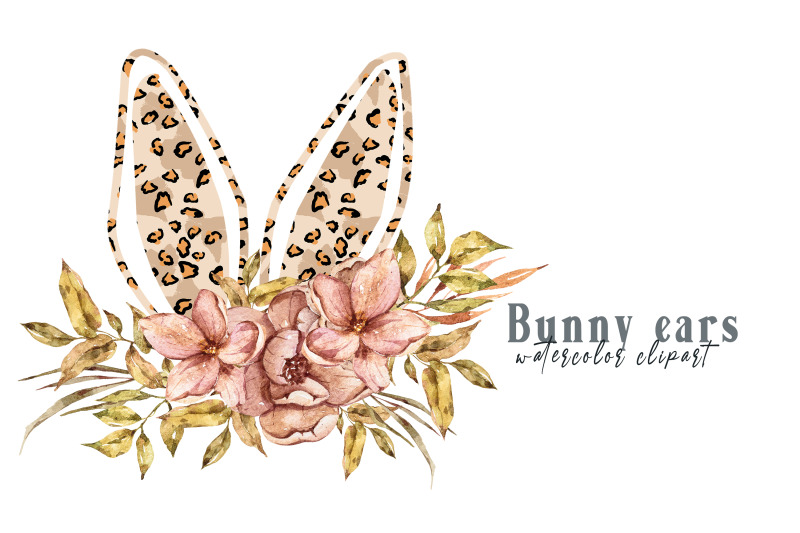 watercolor-leopard-floral-bunny-ears-clipart-1-png-file