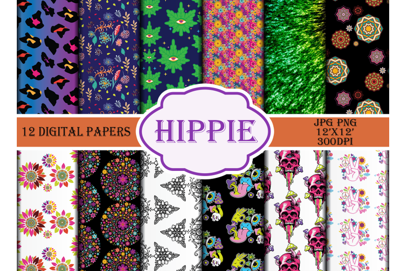 hippie-digital-papers-sublimation-bundle