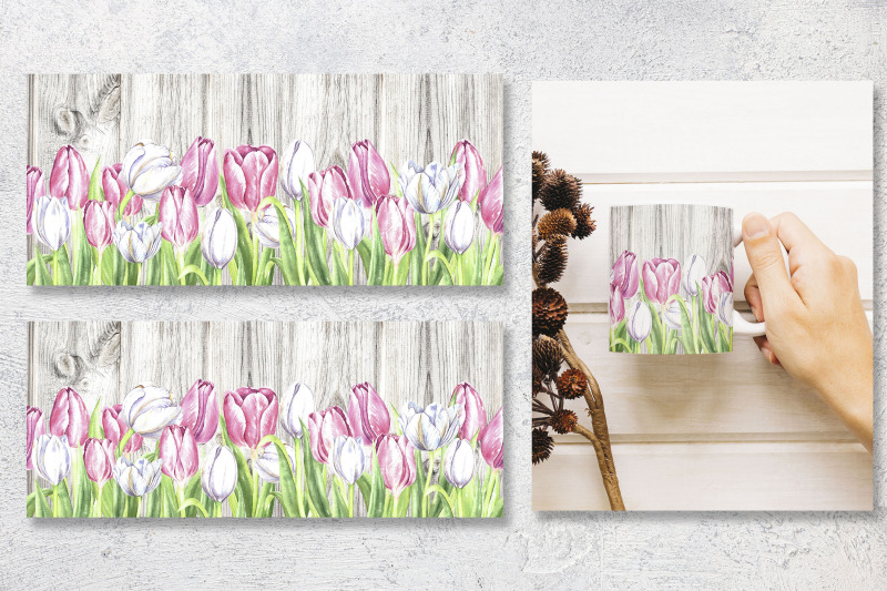 tulips-mug-wraps-spring-floral-mug-sublimation-design-wood