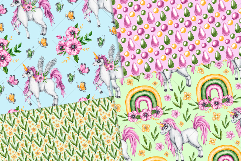 unicorn-patterns-watercolor-patterns-png-jpg