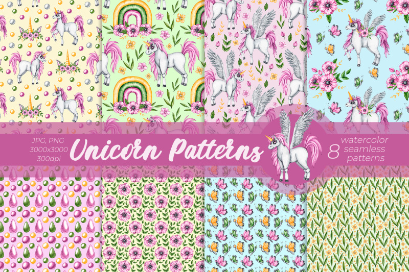 unicorn-patterns-watercolor-patterns-png-jpg
