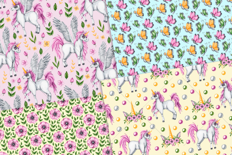 unicorn-patterns-watercolor-patterns-png-jpg