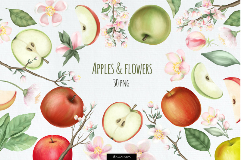 apples-and-flowers-clipart