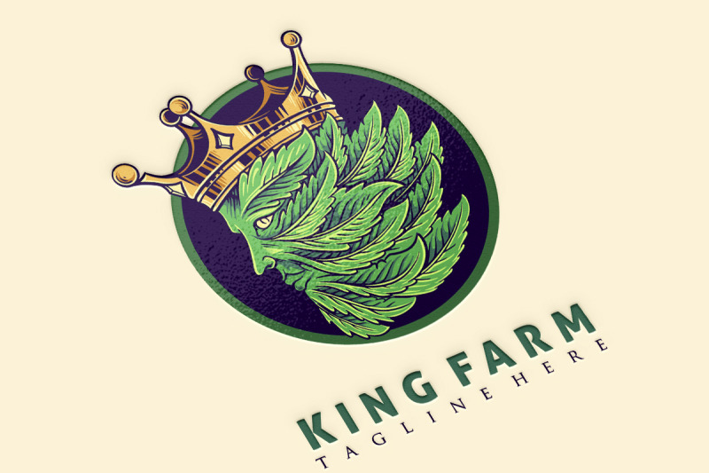 crown-king-leaf-logo-mascot-illustration