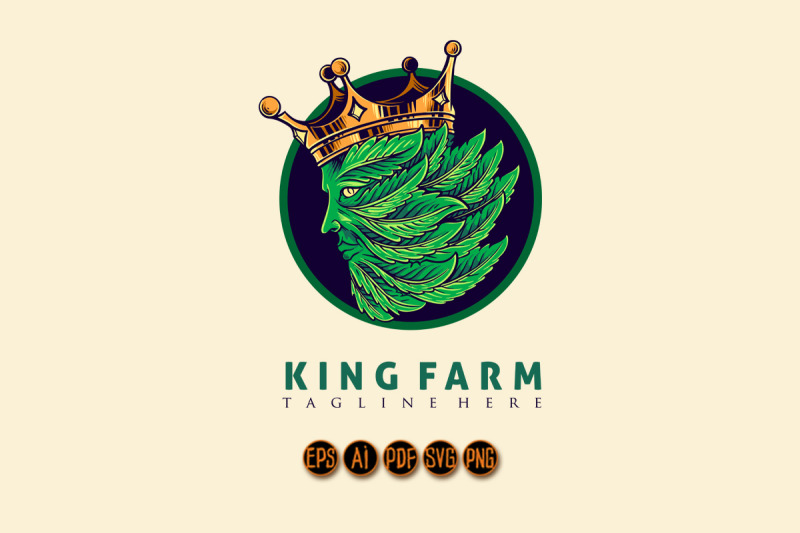 crown-king-leaf-logo-mascot-illustration