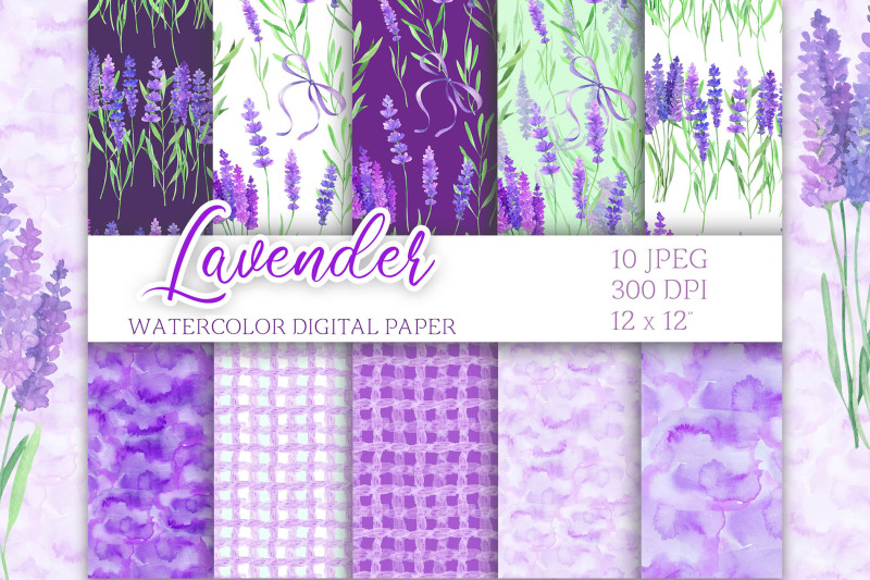 watercolor-digital-paper-lavender-seamless-patterns