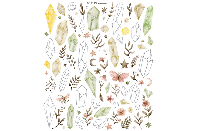 watercolor-crystals-and-plants-clipart