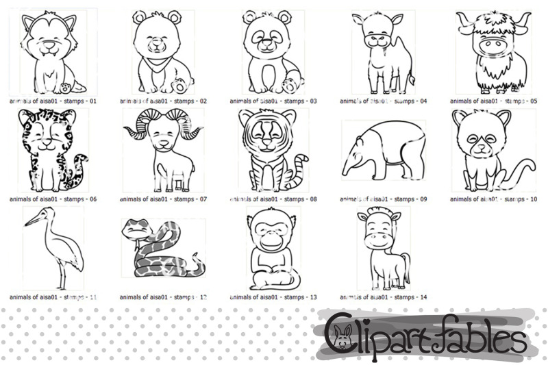 cute-asian-animals-digital-stamps-panda-art-line