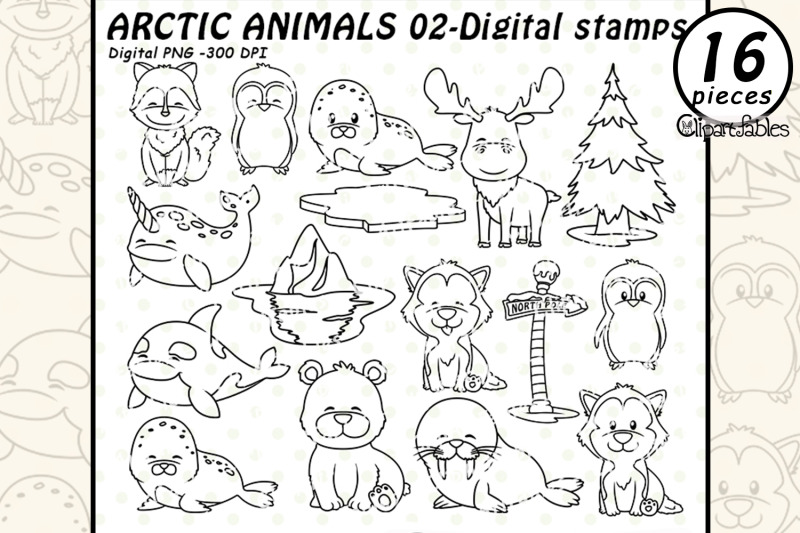 cute-arctic-animals-digital-stamps