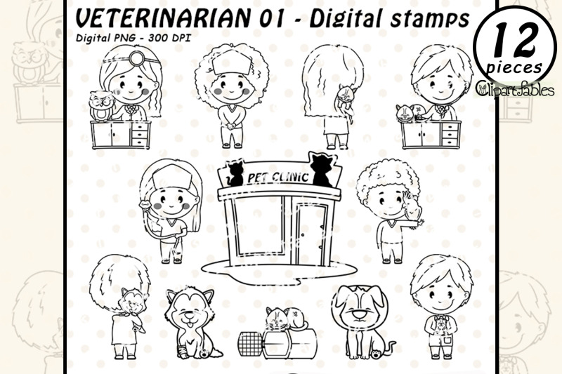 cute-veterinarian-outline-pet-digital-stamp