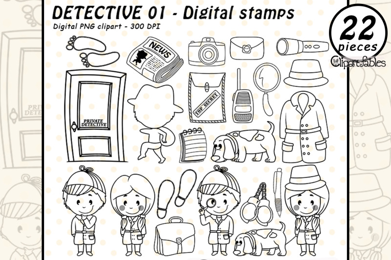 cute-detective-digital-stamps