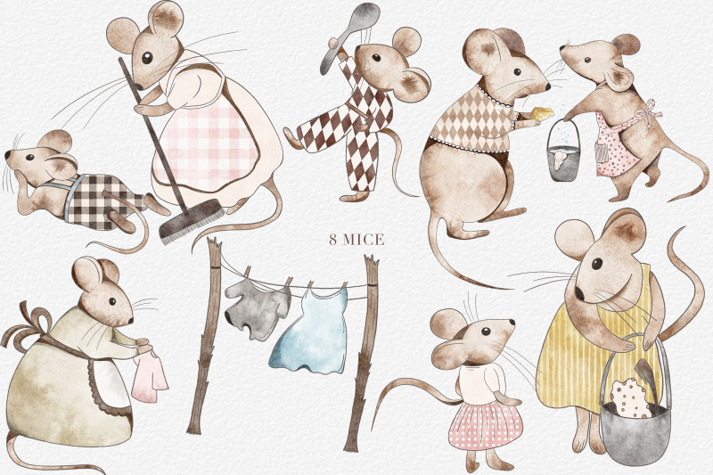watercolor-spring-cleaning-mice-collection