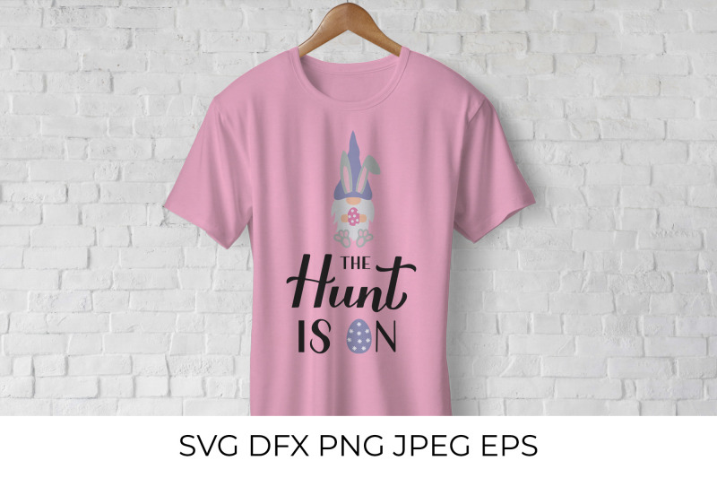 the-hunt-is-on-svg-funny-easter-quote-gnome-bunny