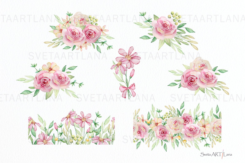 watercolor-boho-roses-frame-clipart