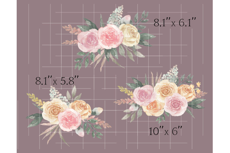 watercolor-boho-roses-clipart-dusty-bouquet-wedding-png