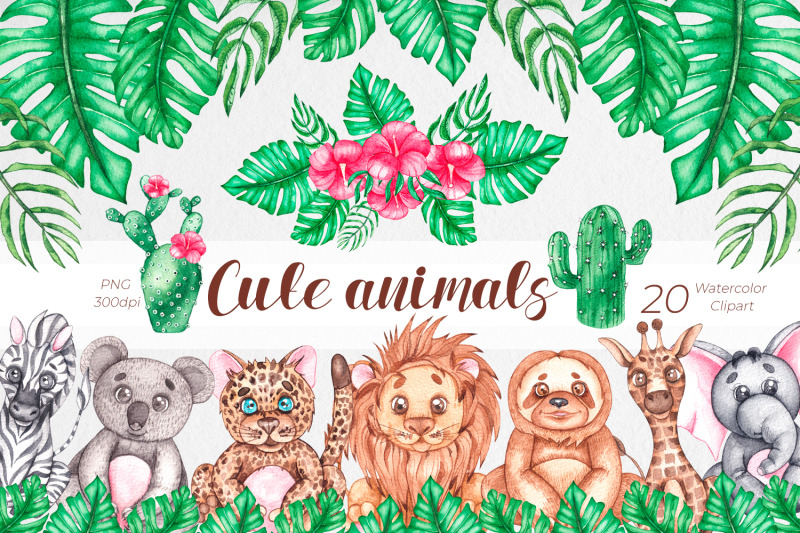 cute-animals-watercolor-clipart-png